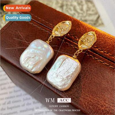 lver Pin Baroque Portra Earrings French Earrings Fashion Ear