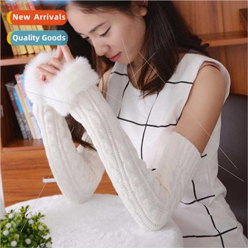 Gloves Extended Women Twist Half Finger Extra Long Open Fing
