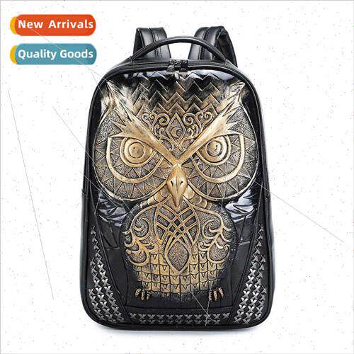 2023pu double shoulder backpack female punk tide owl waterpr