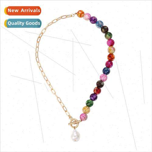 New simple splicing pearl chain retro fashion OT buckle pear
