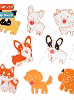 Europe new cartoon jewelry drip oil brooch cute dog poodle f