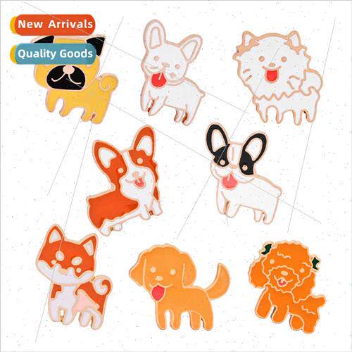 Europe new cartoon jewelry drip oil brooch cute dog poodle f