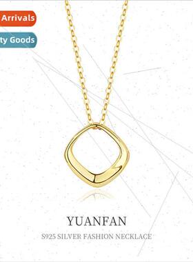 925 silver Hollowed Out Quadrilateral Geometric Necklace Wom