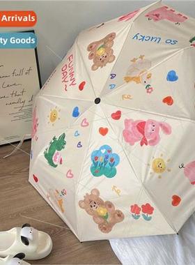 Cute bear rabb students cartoon sunscreen UV umbrella sunsha