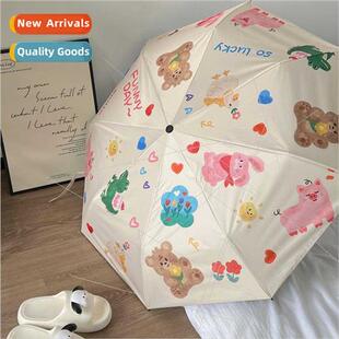 Cute bear rabb students cartoon sunscreen UV umbrella sunsha