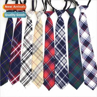 Tie Stude Lazy Adjustable Cotton Plaid 7cm Knot Long 40cm