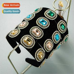 retro black band new Europ hair baroque rhinestone velvet