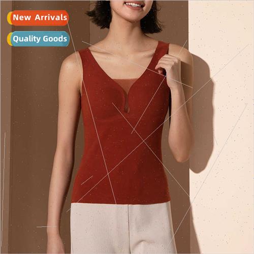 Autumn winter new chest mesh cashmere mulberry silk senseles