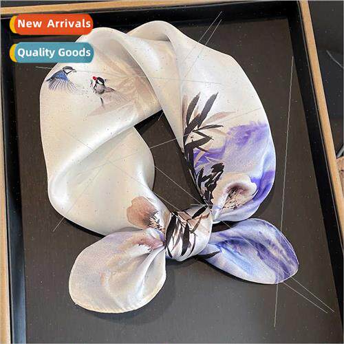 2023 Korean  new fall winter fashion plum blossom silk scarf