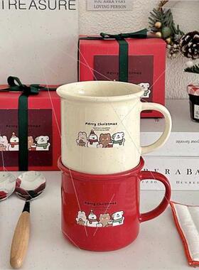 Ins New Year Christmas mug new cartoon bear ceramic cup coff