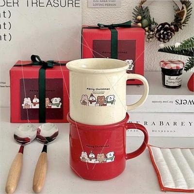 Ins New Year Christmas mug new cartoon bear ceramic cup coff