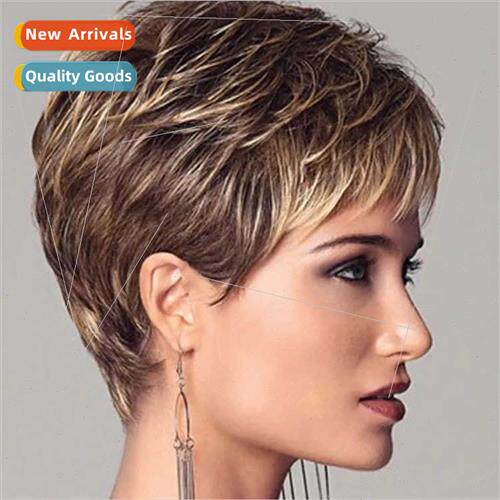 wigs 适用women short curly hair short hair ladies fluffy nat