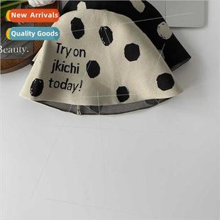 fal letters Korean hat bucket circle dot polka INS Sweet
