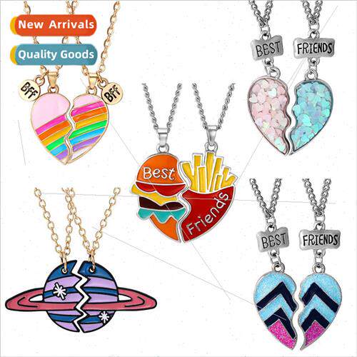 New rainbow burger fries necklace fashion heart patchwork go