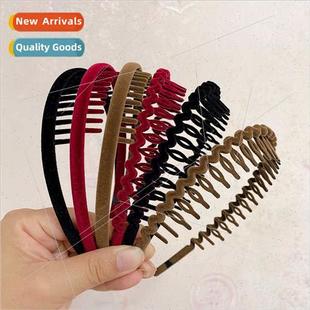 Autumn winter new flocking hair bands teeth -slip wash face