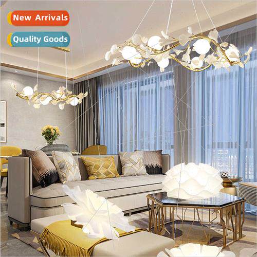 Scandinavian designer ginkgo leaf living room chandelier mod