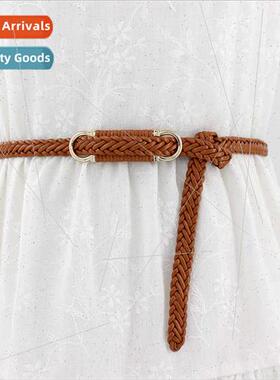 Women spring summer Korean dress retro decorative thin belt