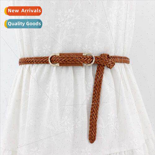 Women spring summer Korean dress retro decorative thin belt