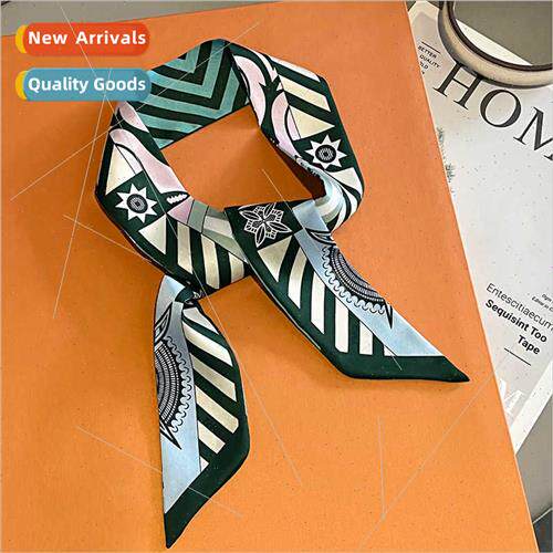 Fashion color clash narrow thin hair ribbon silk scarf small
