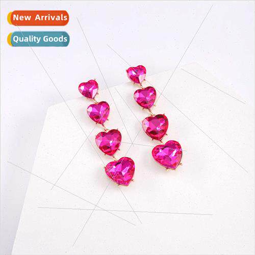 Europe earrings French retro earrings women fashion ruby hea