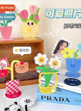 Cute Acrylic Sticky Note Holder Creative Desktop Flower Orna