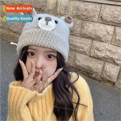 Handmade crocheted wool cap female autumn winter warm cute b