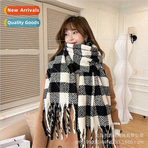 2021 new scarf female striped plaid large shawl versatile du