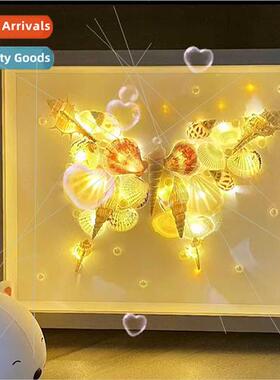 handmade diy shell photo frame night light shine ornaments n