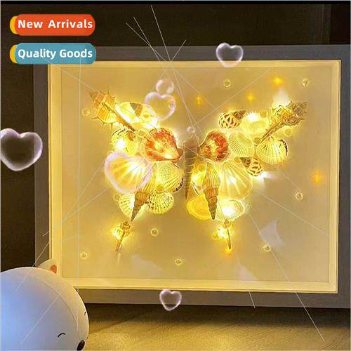 handmade diy shell photo frame night light shine ornaments n