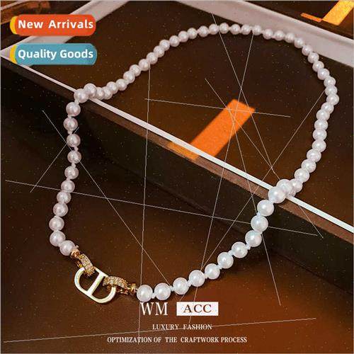 zirconia pig nose pearl necklace lockbone chain hundred matc