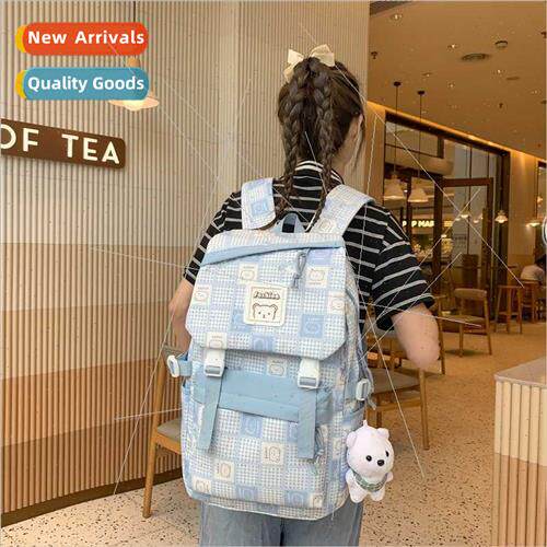 New college shoulder bag large capacy plaid joint student sc