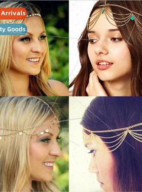 1pcs Vintage Faux Crystal Pearl Tiara Drop Bridal Headband W