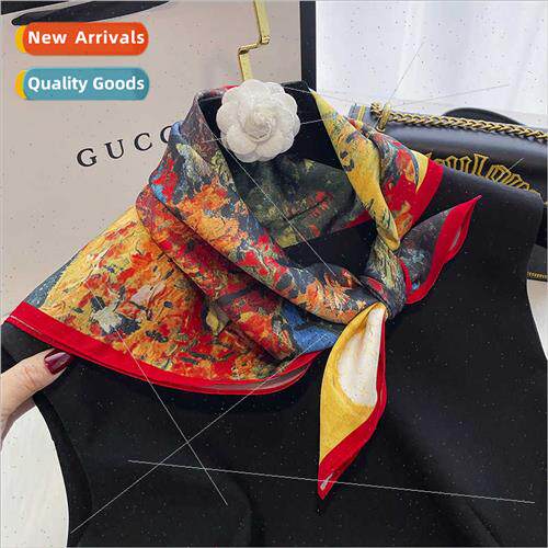 New 2023 versatile small square scarf silk scarf female spri