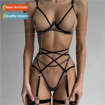 Sexy women see-through solid color lingerie bra erotic set 2