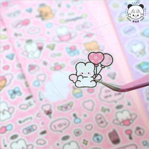 Doodle stickers cartoon colorful letters symbols handbook st