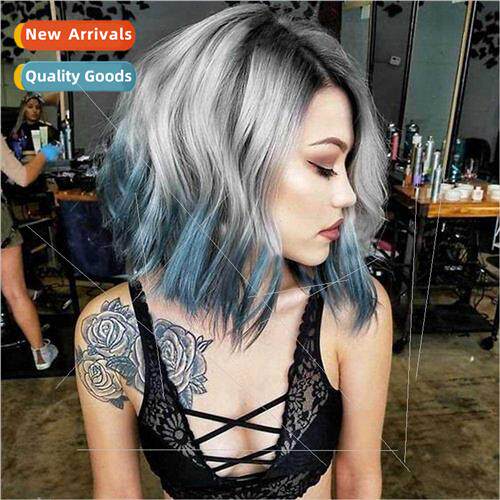 Europe short curly hair head whole top full head cover obliq