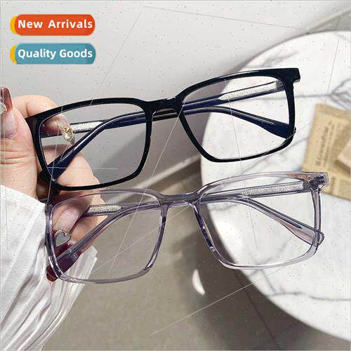 New rectangular black wide face eyeglasses frame lerary retr