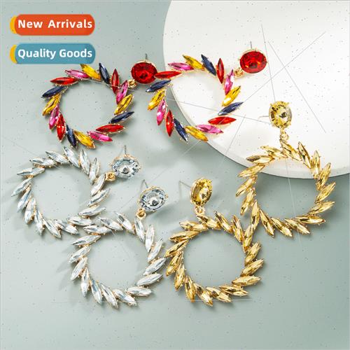 earringEurope fashion metal sparkling round branch leaf acce