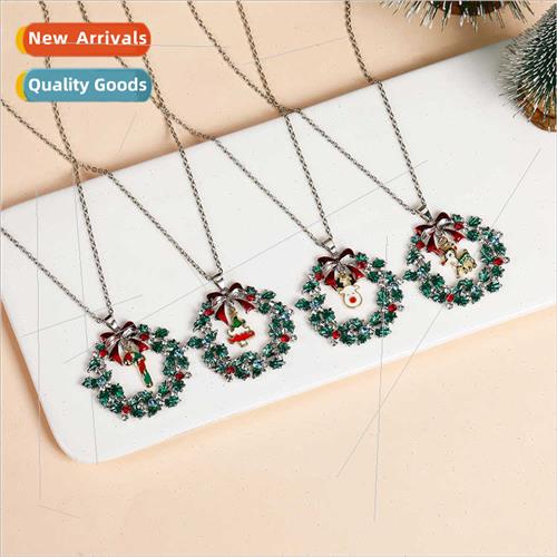new Hot Snowman Bell Necklace Christmas Diamonds Wreath Popu