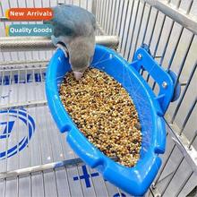 Pet Bowl Bird Feeder Birdie Parrot Bath Box Blue