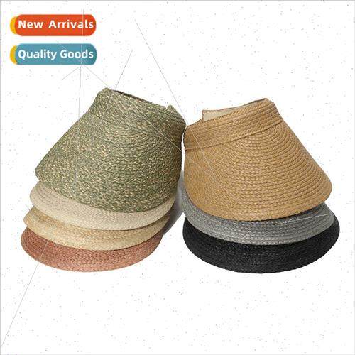 2022 summer new raffia topless straw hat sunscreen hollow to
