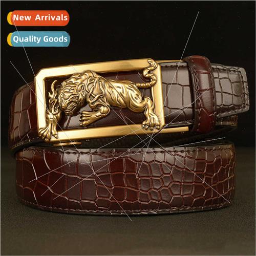 Tiger Zodiac automatic buckle cowhide men belt casual crocod