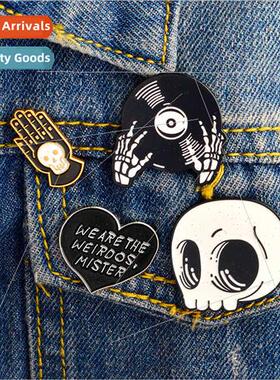 Jewellery  American skull disc Halloween alloy oil drop broo