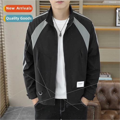 Autumn splicing jacket men stand-up collar 2023 new nd thin