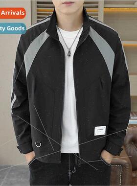 Autumn splicing jacket men stand-up collar 2023 new nd thin