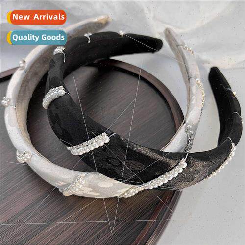 Hair bands female high skull top sponge flower pearl rhinest