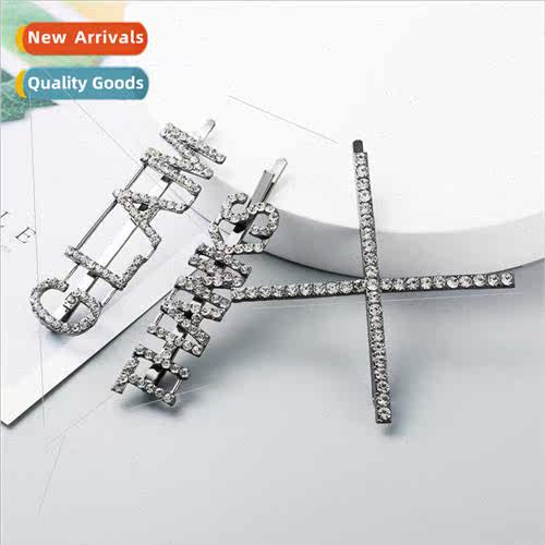 creative alloy diamond letters hair clip hairpin female Euro