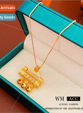 zirconia peace lock bell necklace new Chinese lerary collarb