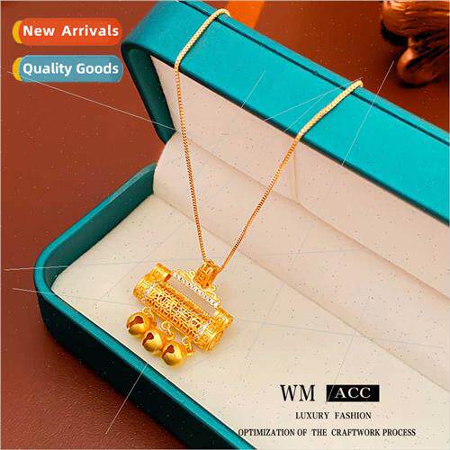 zirconia peace lock bell necklace new Chinese lerary collarb