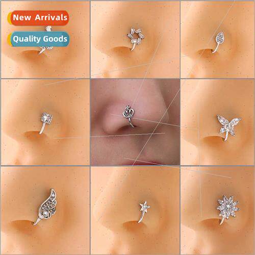 Europe Copper wh Zirconia U-Shaped Nose Clip Ear Bone Clip N